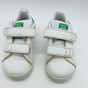 Adidas Stan Smith Baby Sneakers White Leather with Green Accents Size 5.5